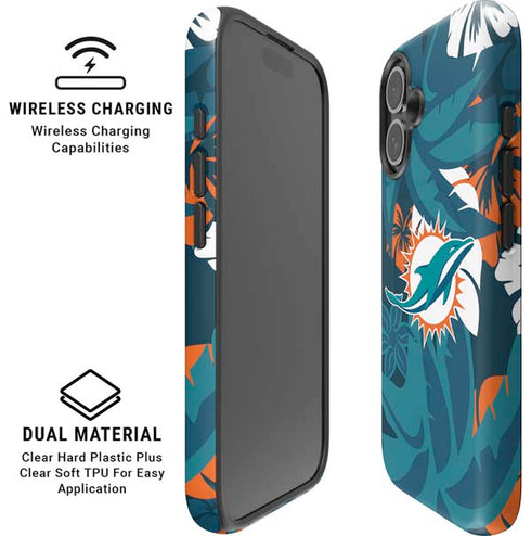 NFL Miami Dolphins Tropical Print iPhone 16 Magsafe Impact Case